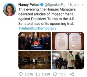 Cuitan Twitter, Ketua DPR AS, Nancy Pelosi