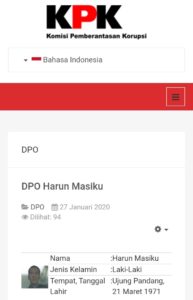 KPK, Politikus PDIP, Harun Masiku, DPO