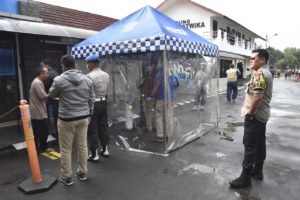 Polres Bogor, Sterilisasi Tubuh, SOP, Social Distanding