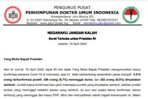 Surat PDUI, Surat Terbuka, PDUI, Presiden, Covid-19