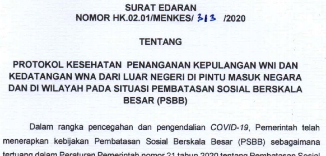 Kemenkes, Surat Edaran, WNI, WNA