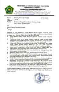 Surat masukan bernomor: B-184/ DJ.IV/ BA.01.1/ 05/2020 tentang Revitalisasi Fungsi Rumah Ibadah (Gedung Gereja) dalam Surat, Kemenag, Gereja, New Normal