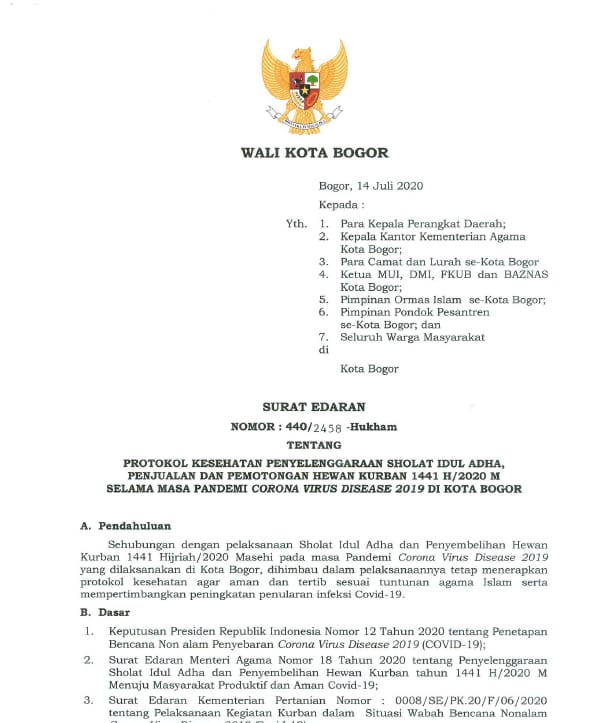 Surat Edaran Protokol Idul Adha Surat Edaran, Protokol, Idul Adha