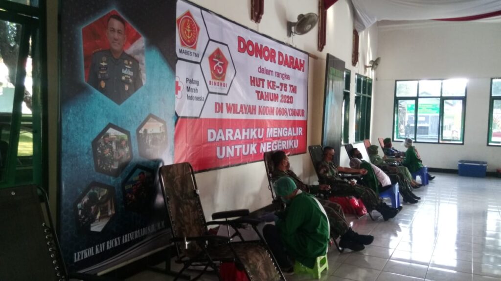 Kodim 0608/Cianjur Gelar Donor Darah, Sambut HUT TNI ke 75 Kodim 0608, Cianjur, Donor Darah, HUT, TNI