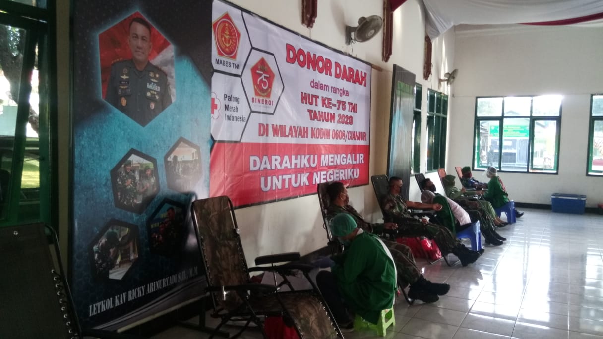 Kodim 0608, Cianjur, Donor Darah, HUT, TNI