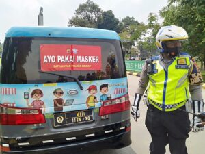 Polres Bogor Ajak Pengguna Jalan Disiplin Gunakan Masker Polres Bogor, Disiplin, Masker