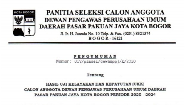 Pansel, Calon, Pengawas, Perumda, PPJ