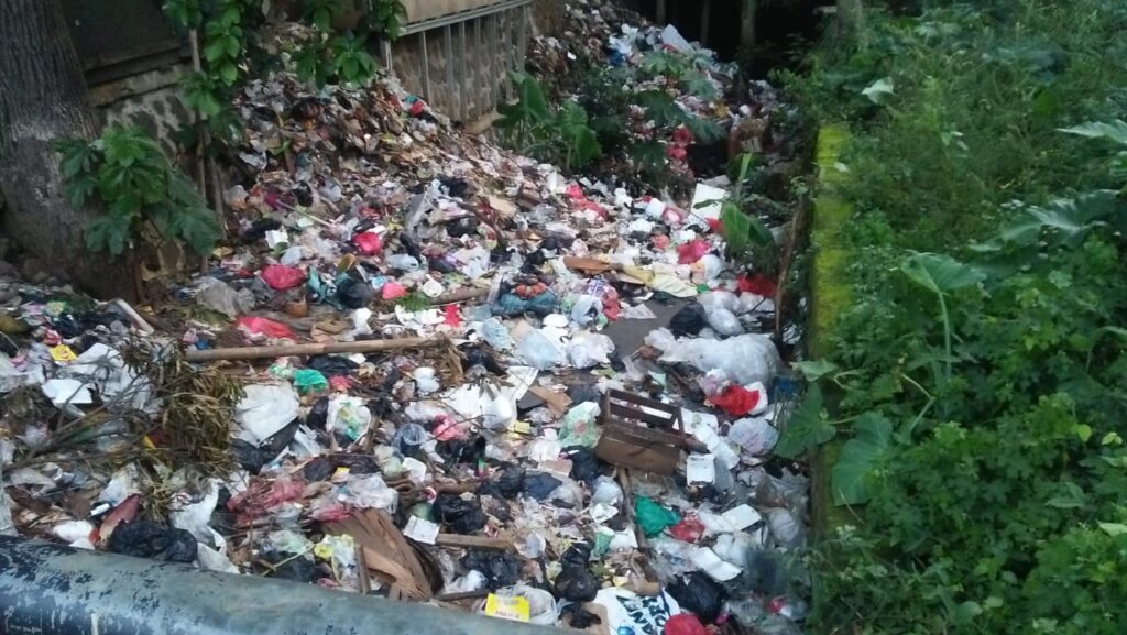 Sampah Menumpuk di Selokan Jalan Raya Sentul Sampah, Selokan, Sentul