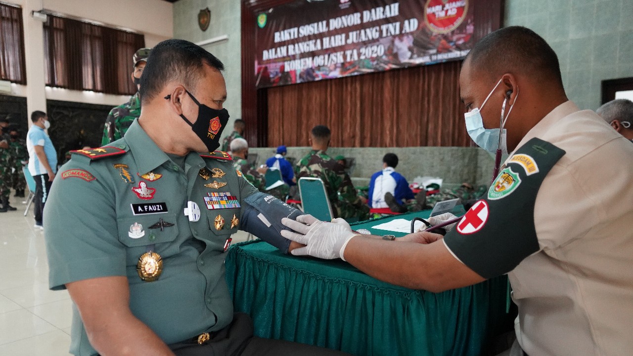 Hari Juang, TNI AD, Korem 061, Baksos, Donor Darah