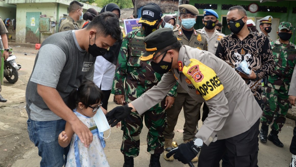 Edukasi, Kapolres Bogor, Masker, Titik Keramaian