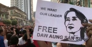 Ribuan Warga Myanmar Tuntut Pembebasan Suu Kyi Demonstrasi, Kudeta Myanmar, Suu Kyi