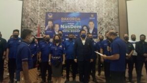 Gelar Pengukuhan dan Rakorda, Nasdem Kota Bogor Targetkan Tujuh Kursi Pengukuhan, Nasdem, Nasdem Kota Bogor, Rakorda, Pemilu 2024