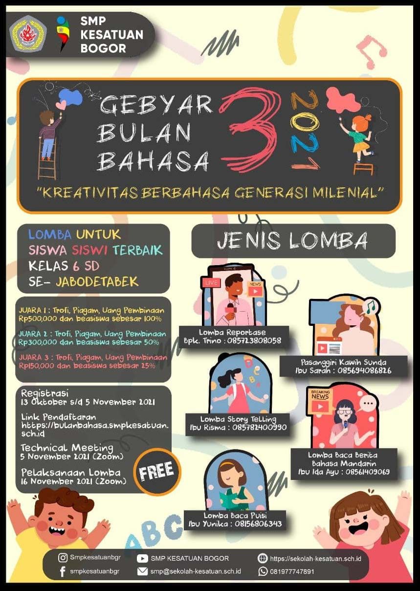 SMP Kesatuan, Lomba, Lomba Bulan Bahasa, Bulan Bahasa, SD se-Jabodetabek