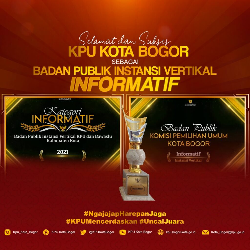 KPU Kota Bogor Raih Penghargaan Kategori Badan Vertikal Informatif KPU Kota Bogor, Penghargaan, Badan Vertikal, Informatif