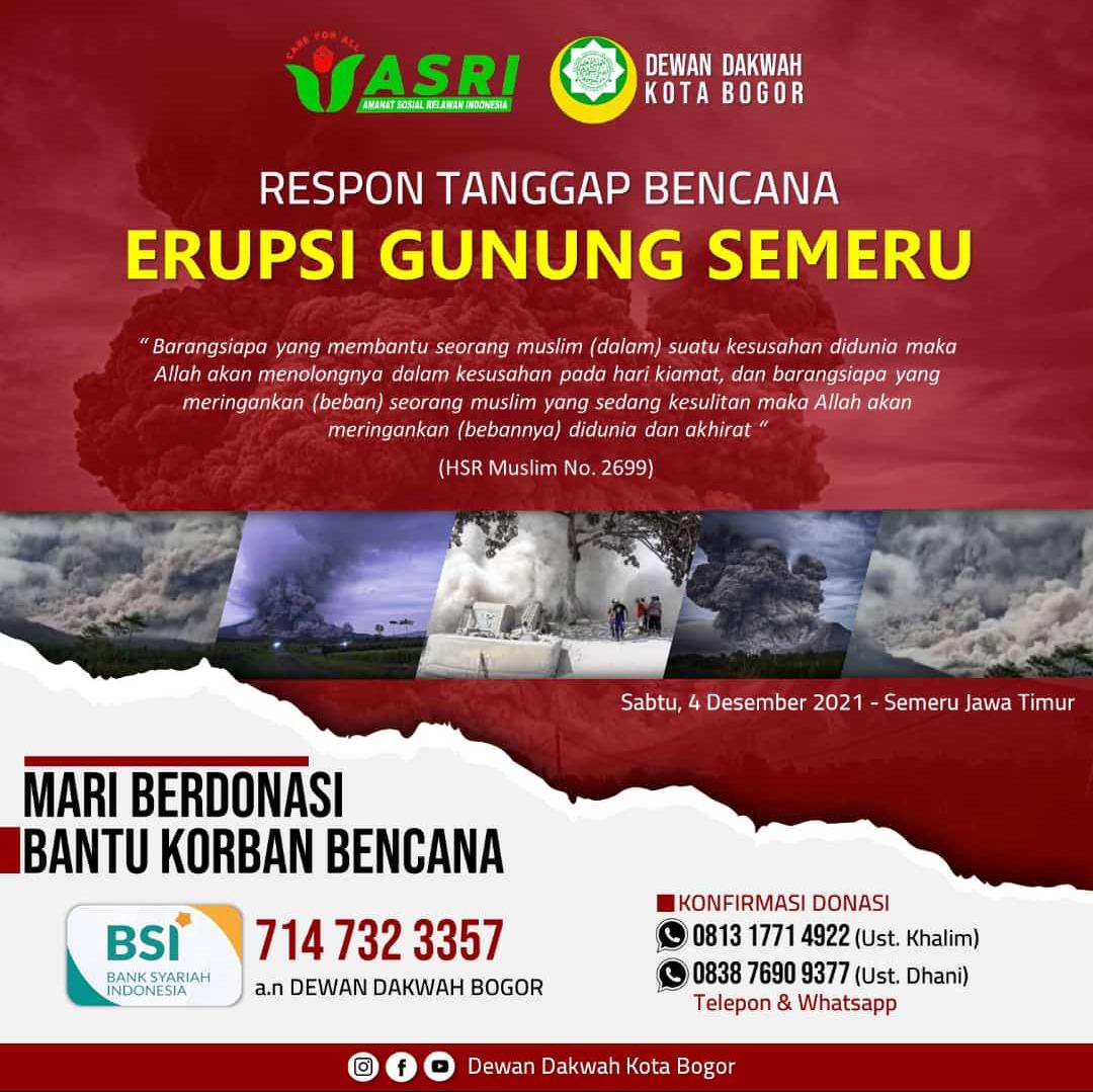 Dewan Dakwah Kota Bogor, Dewan Dakwah, Penggalangan Dana, Erupsi Semeru, Gunung Semeru