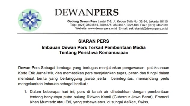Dewan Pers, Hebohnya Pemberitaan, Putra Ridwan Kamil, Ridwan Kamil