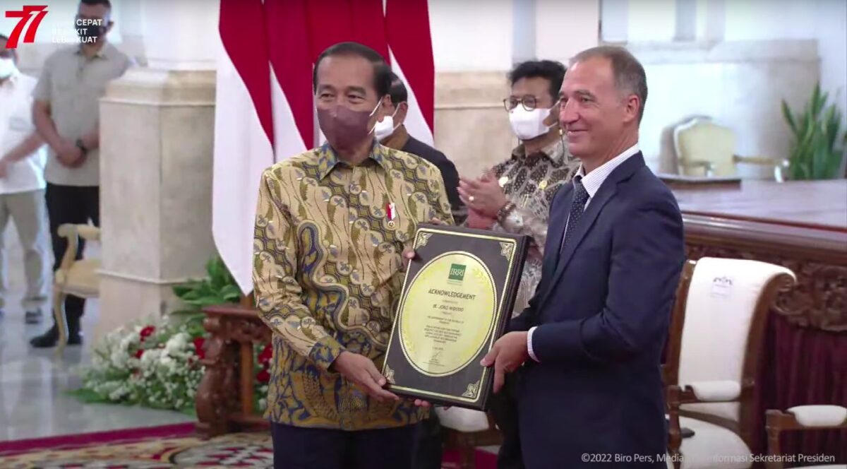 Presiden Jokowi, Penghargaan IRRI, IRRI, Swasembada Beras