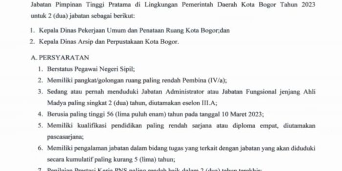 Seleksi JPT, Open Bising, Pemkot Bogor